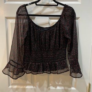 Abercrombie black & red floral top